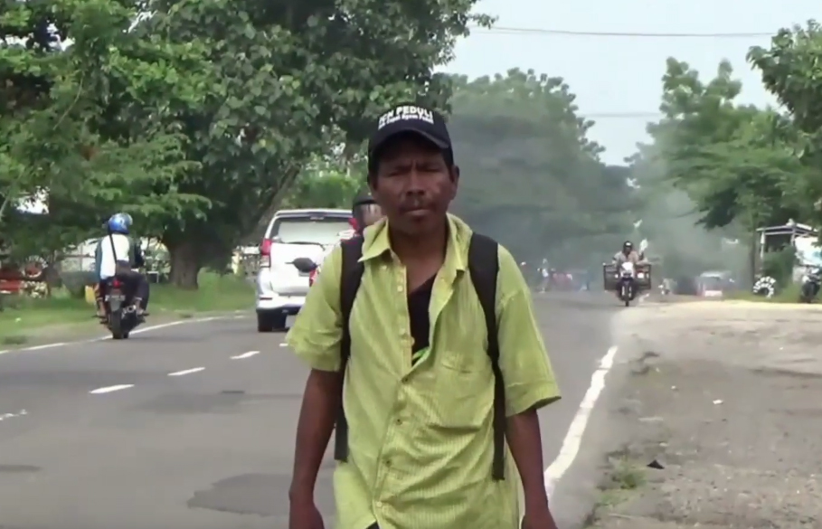 Sembuh Dari Lumpuh, Pria Asal Sei Rampah Jalan Kaki ke Banyuwangi
