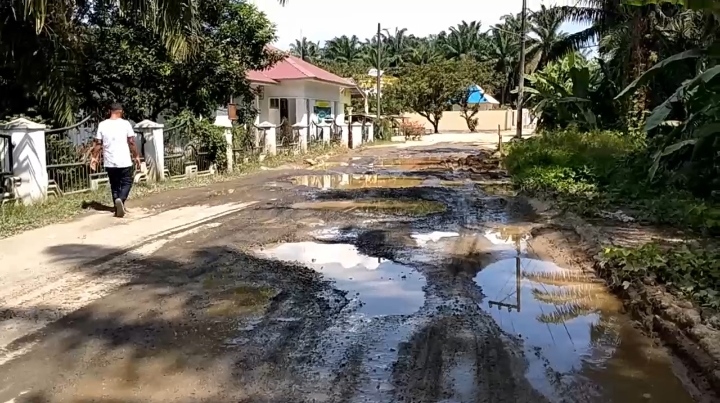 Jalan Penghubung Dua Kecamatan di Binjai Rusak Parah