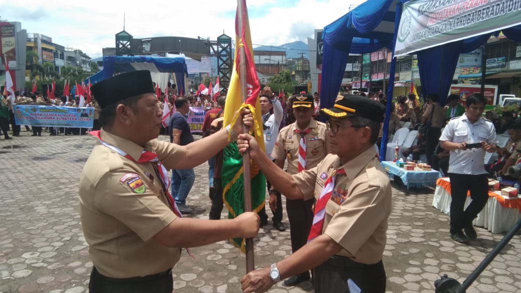 Ribuan Anggota Pramuka Sambut Kirab Napza Kwardasu, Nurdin Lubis: Pramuka Sumut Siap Perangi Narkoba