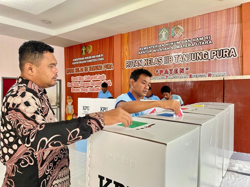 Ratusan Warga Binaan Salurkan Hak Pilih di TPS Khusus Rutan Tanjung Pura