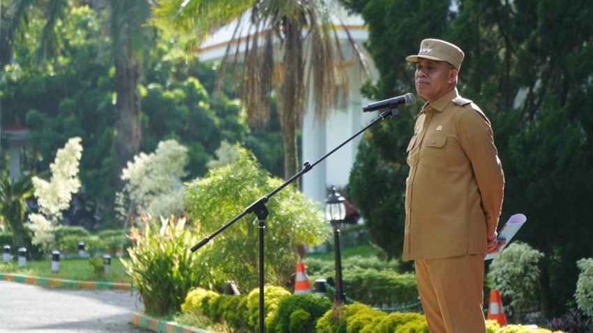 Apel Gabungan, Pj Bupati Langkat Sampaikan 2 Pesan Penting Kepada Seluruh ASN Pemkab Langkat