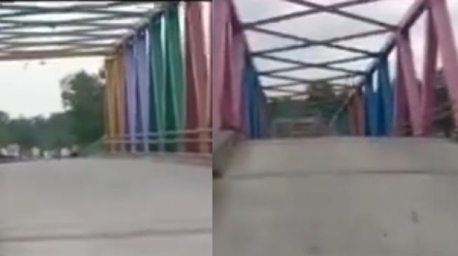 Menegangkan! Detik-detik Jembatan Ambruk Viral di Media Sosial, Salfok Netizen Yang Ucap Alhamdullilah