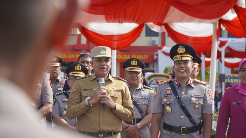 Pj. Bupati Langkat Faisal Hasrimy: Selamat Datang di Negeri Bertuah pada Pembukaan Diktuba Polri Gel. II SPN Hinai