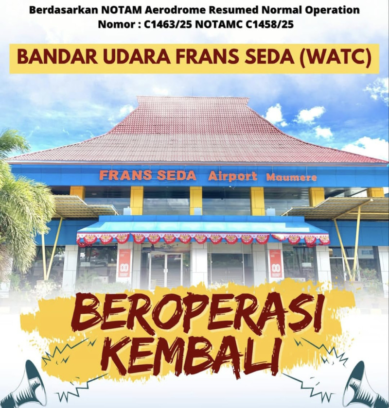 Sempat Ditutup Selama Sepekan, Bandara Frans Seda-Sikka Kembali Beroperasi