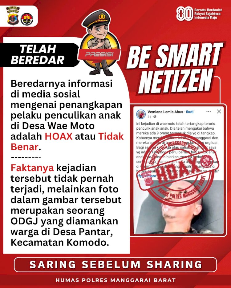Masyarakat Manggarai Barat Resah Dengan Isu Penculikan Anak, Polisi Pastikan Hoax