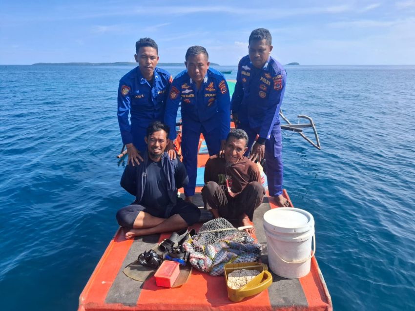 Polairud Polres Sikka Amankan Dua Pelaku Penangkapan Ikan Dengan Bom Rakitan