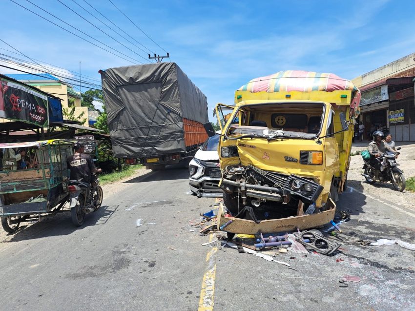 Rem Blong, Tabrakan Beruntun Libatkan 3 Mobil dan 1 Betor di Jalinsum Tebingtinggi-Batubara