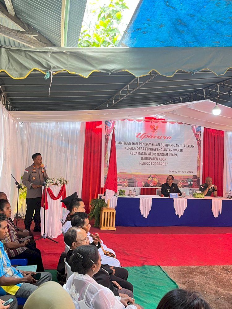 Di Acara Pelantikan Kepala Desa, Kapolres Alor Kembali Ingatkan Soal Pengelolaan Dana Desa Untuk Ketahanan Pangan