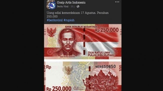Viral Uang Pecahan Rp250 Ribu Edisi HUT RI ke-80, Bank Indonesia Tegaskan Hoaks!