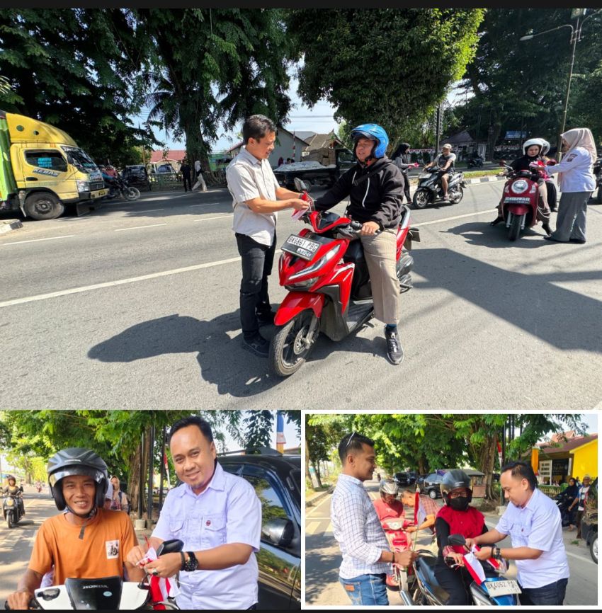Sat Intelkam Polres Langkat Bagikan 500 Bendera Merah Putih Sambut HUT RI ke-80