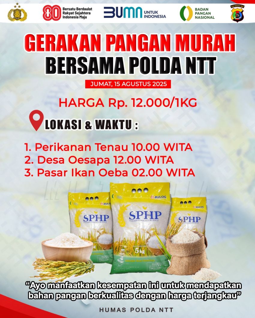 Gelar Gerakan Pangan Murah di Wilayah Pesisir, Polda NTT Ajak Warga Berpartisipasi