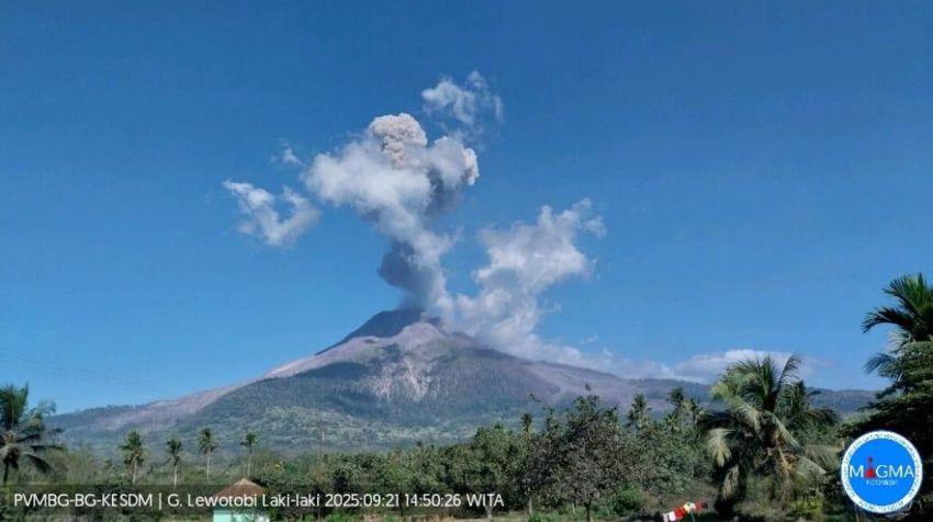 Erupsi Gunung Lewotobi Disertai Gemuruh, Semburan Abu Vulkanik 2.5 Kilometer