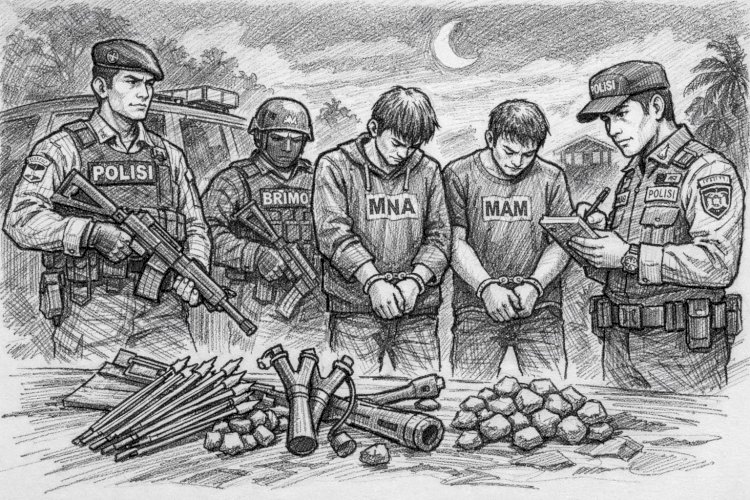 Gagalkan Tawuran Antar Pemuda, Polres Alor Amankan Sejumlah Pemuda Dan Sajam