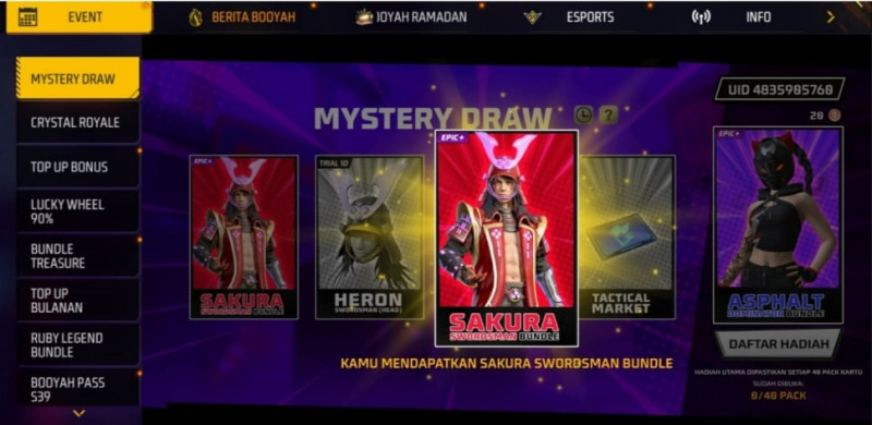 65 Kode Redeem FF Terbaru 2 Maret 2026: Sikat Bundel Epic, Skin Evo, dan Emote Gratis